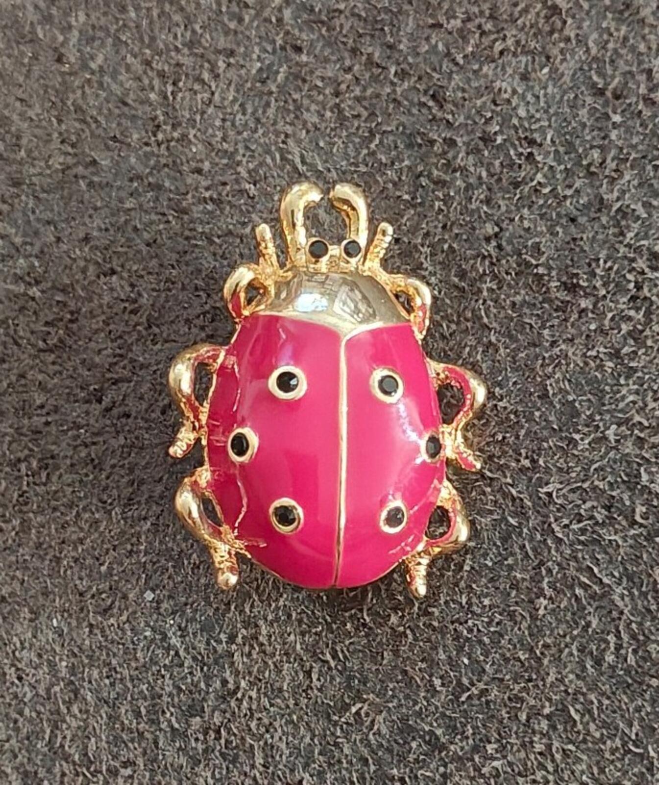 1980s Gold Tone With Red Enamel Ladybug Brooch, a highly collectible