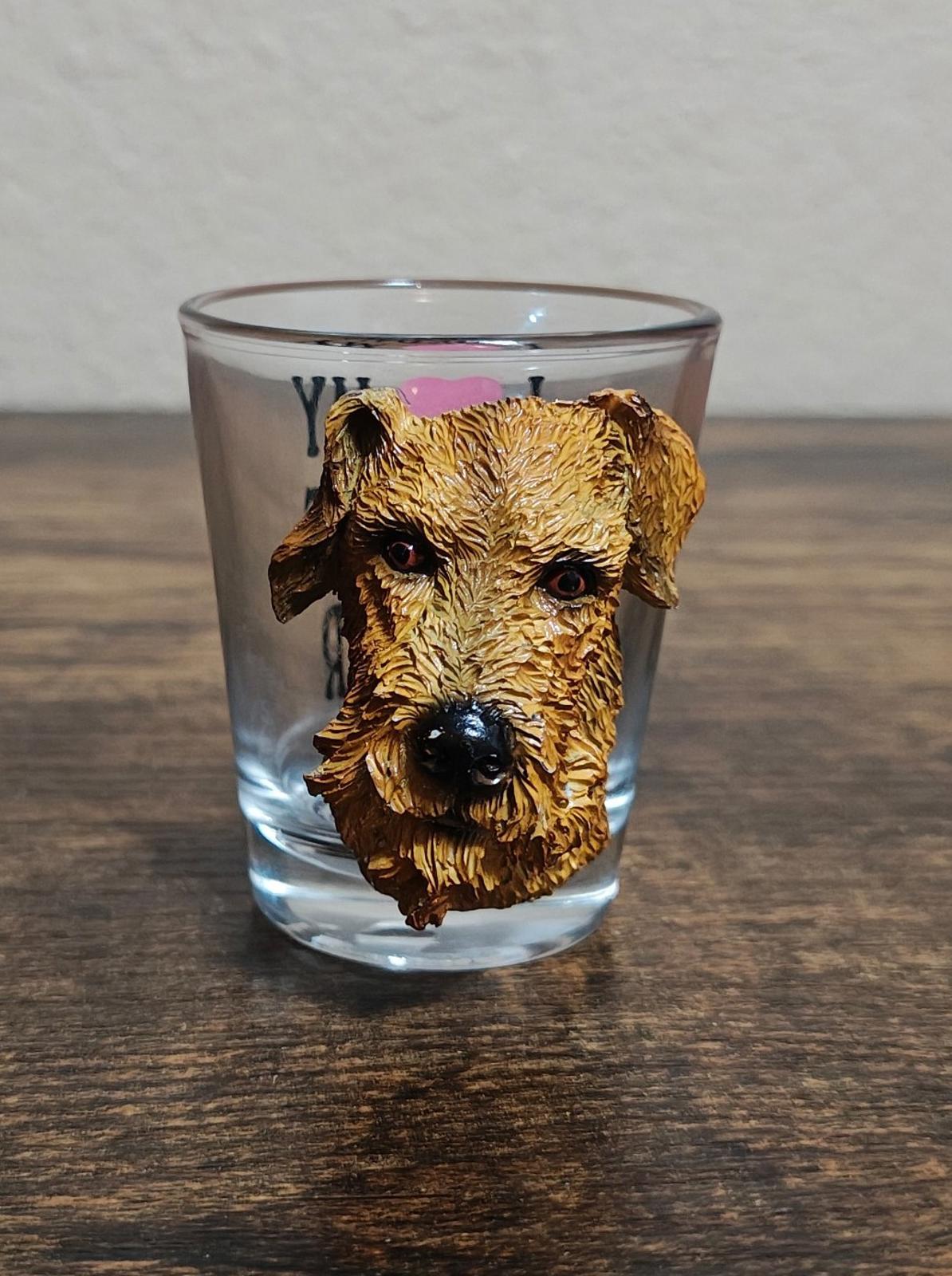 1990's 3D Embossed Airedale Terrier Shot Glass