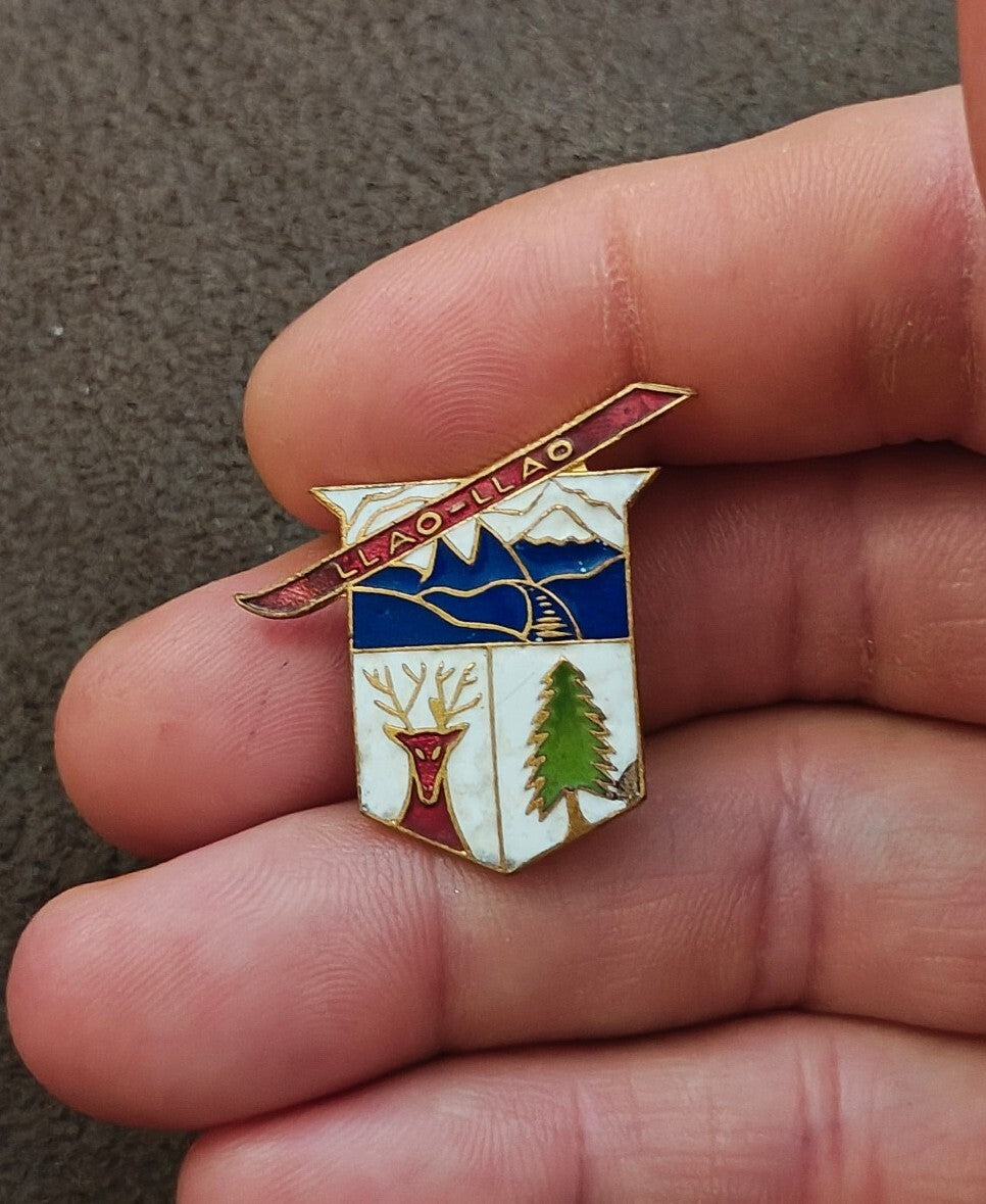 1940s LLAO LLAO Ski Resort Argentina Gold Tone Enamel Pin