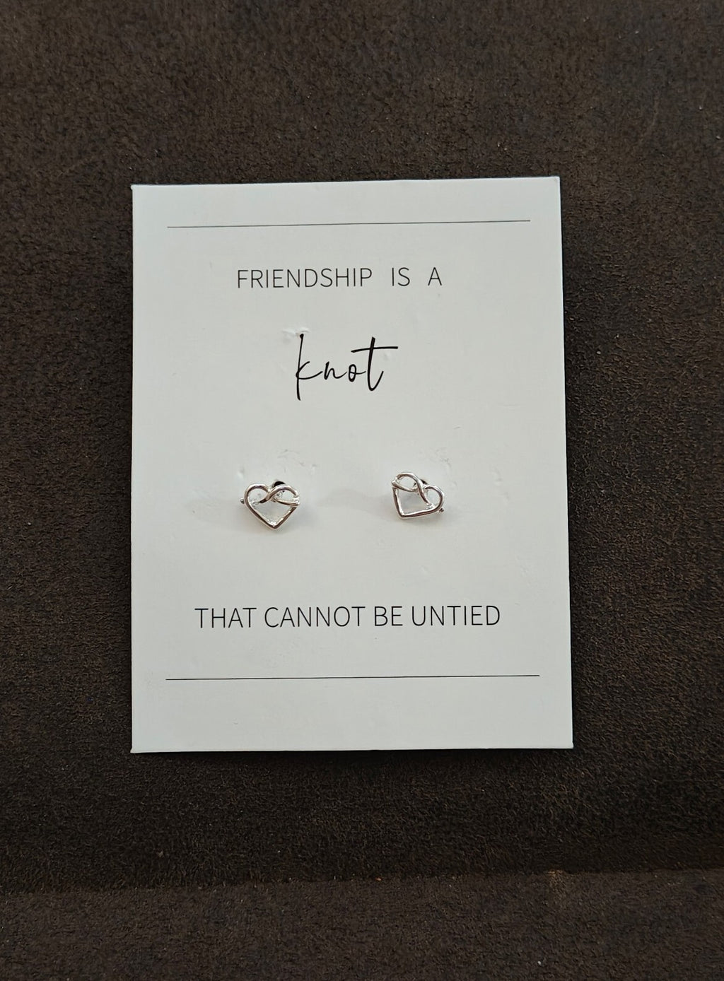 Friendship Knot Heart Stud Earrings New On Card