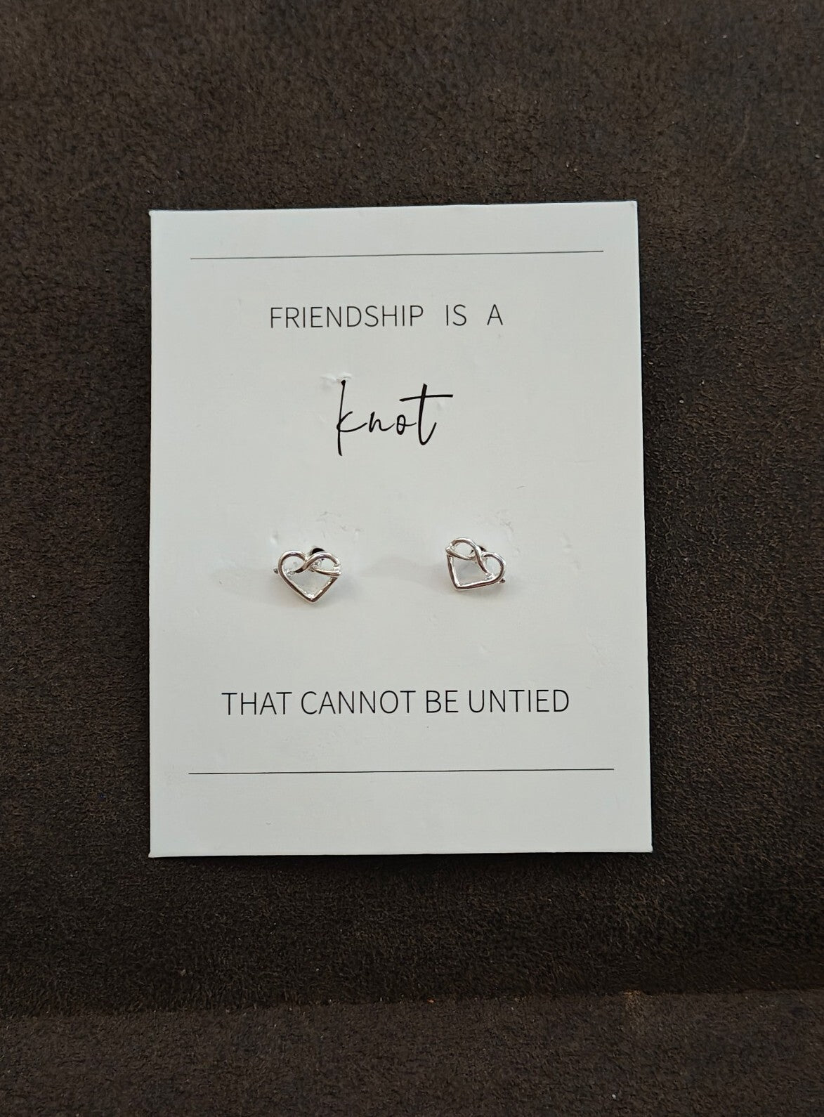Friendship Knot Heart Stud Earrings New On Card