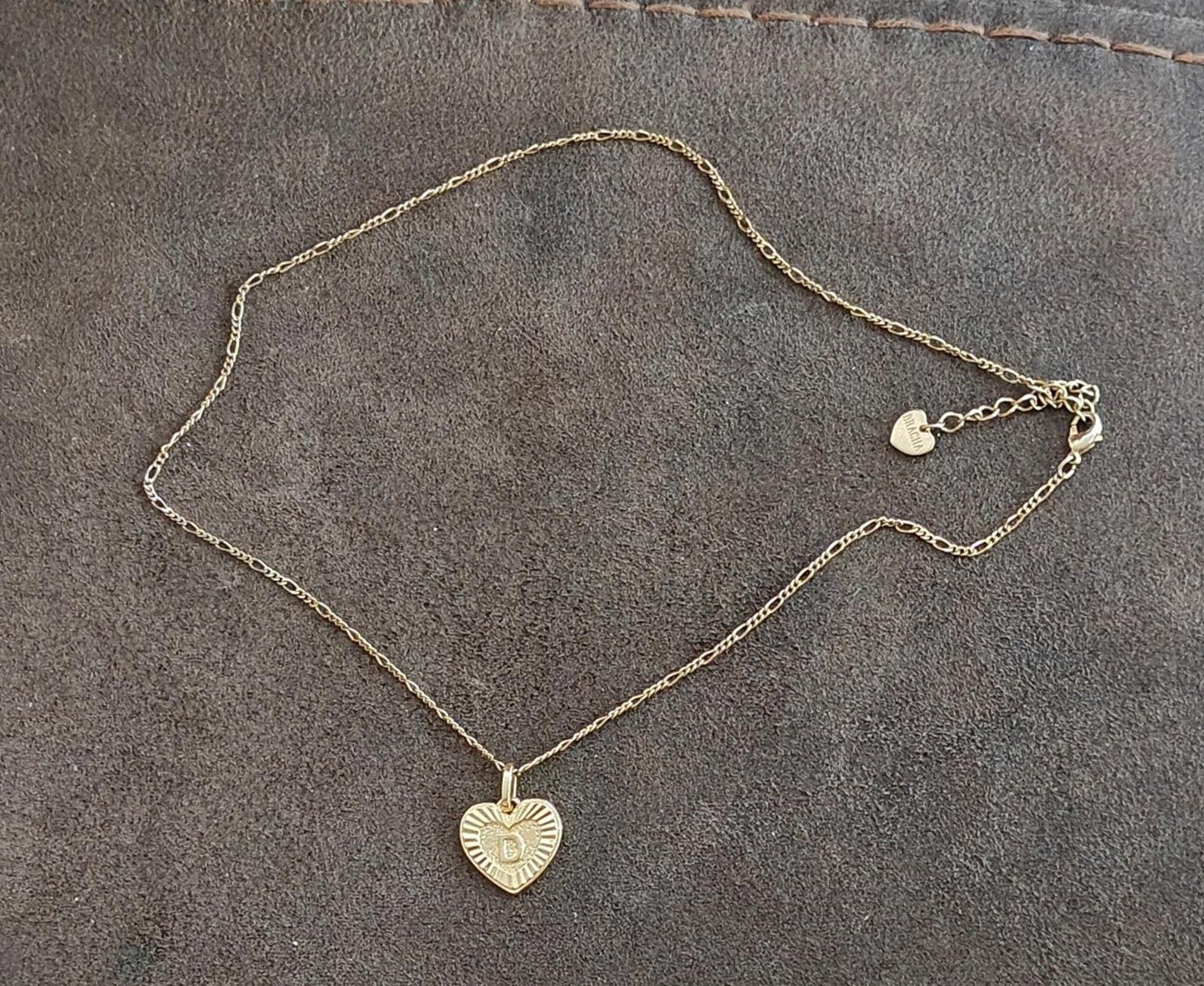 Heart Monogram Initial D Gold Tone Pendant Necklace