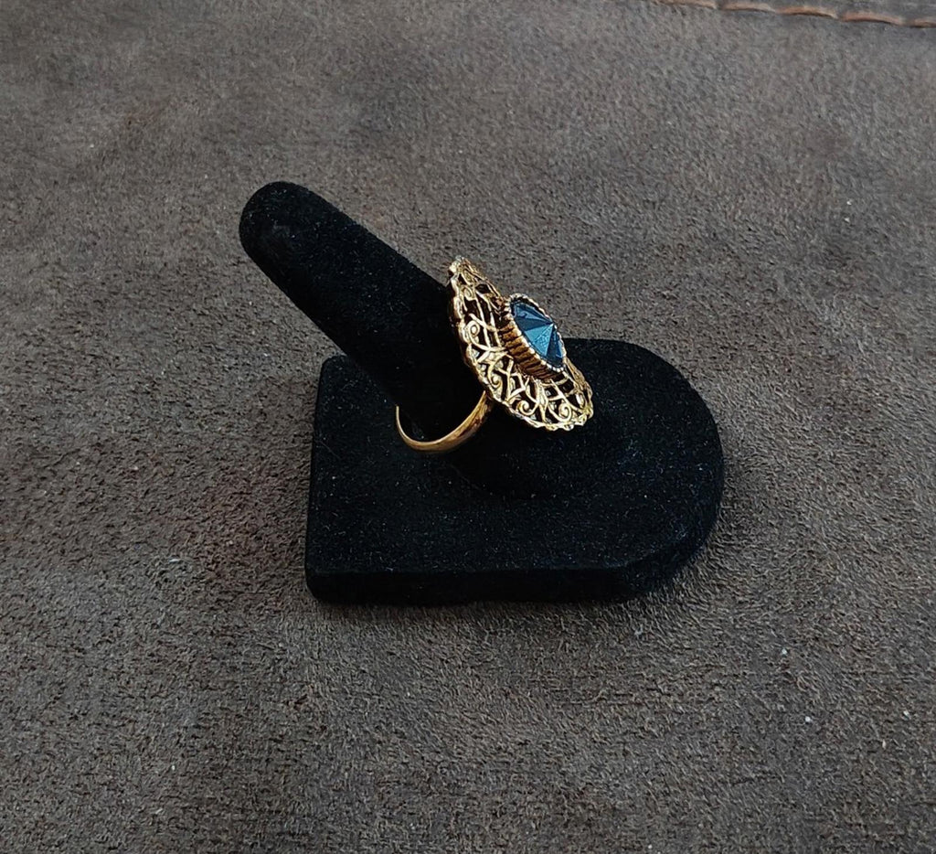 1980’s Blue Filigree Adjustable Statement Ring