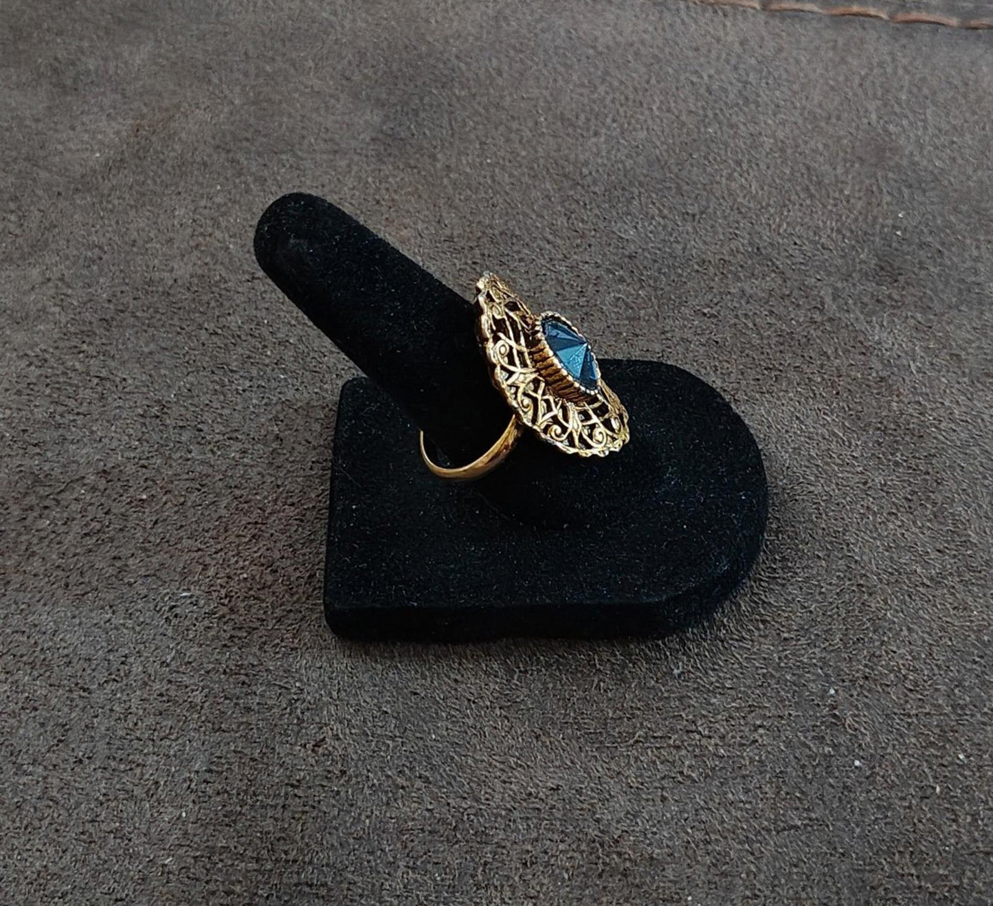 1980’s Blue Filigree Adjustable Statement Ring