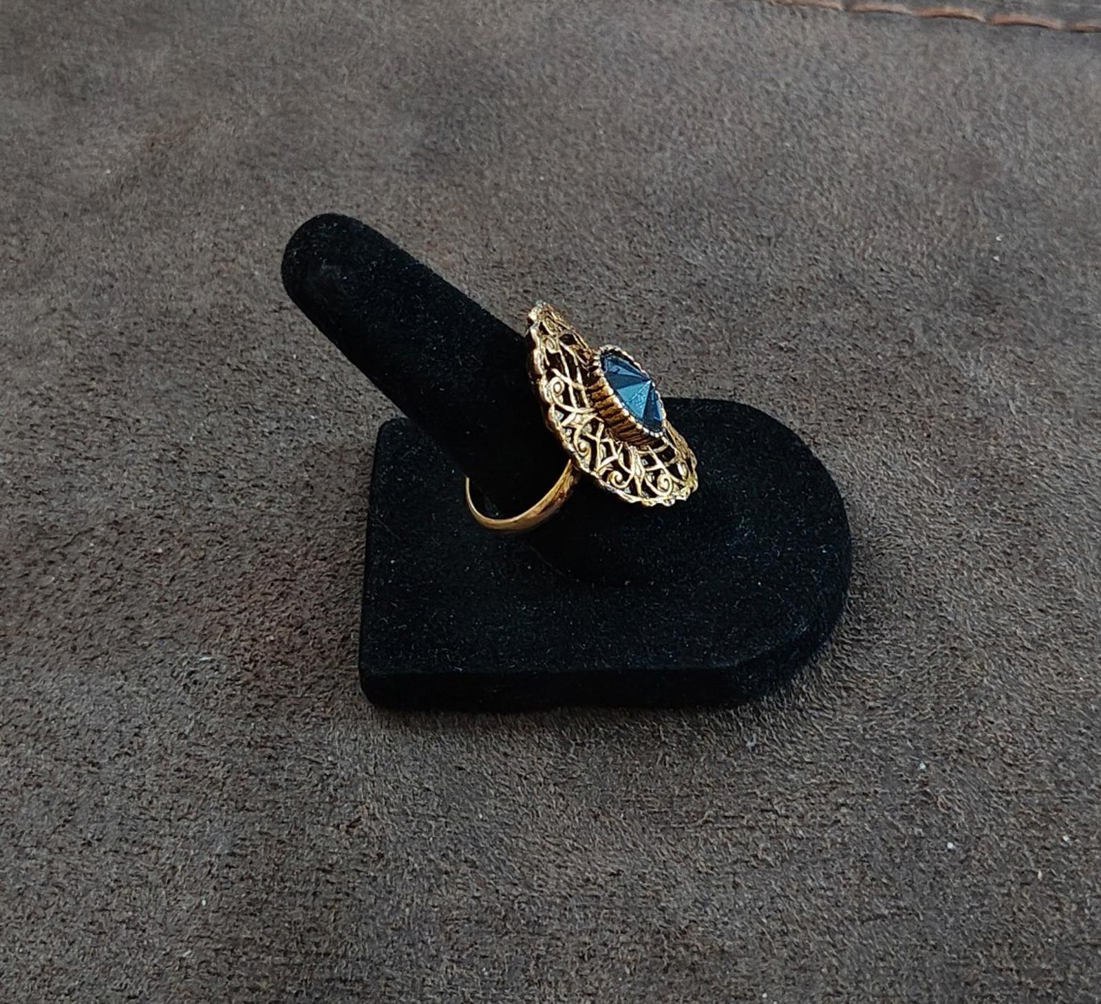 1980’s Blue Filigree Adjustable Statement Ring