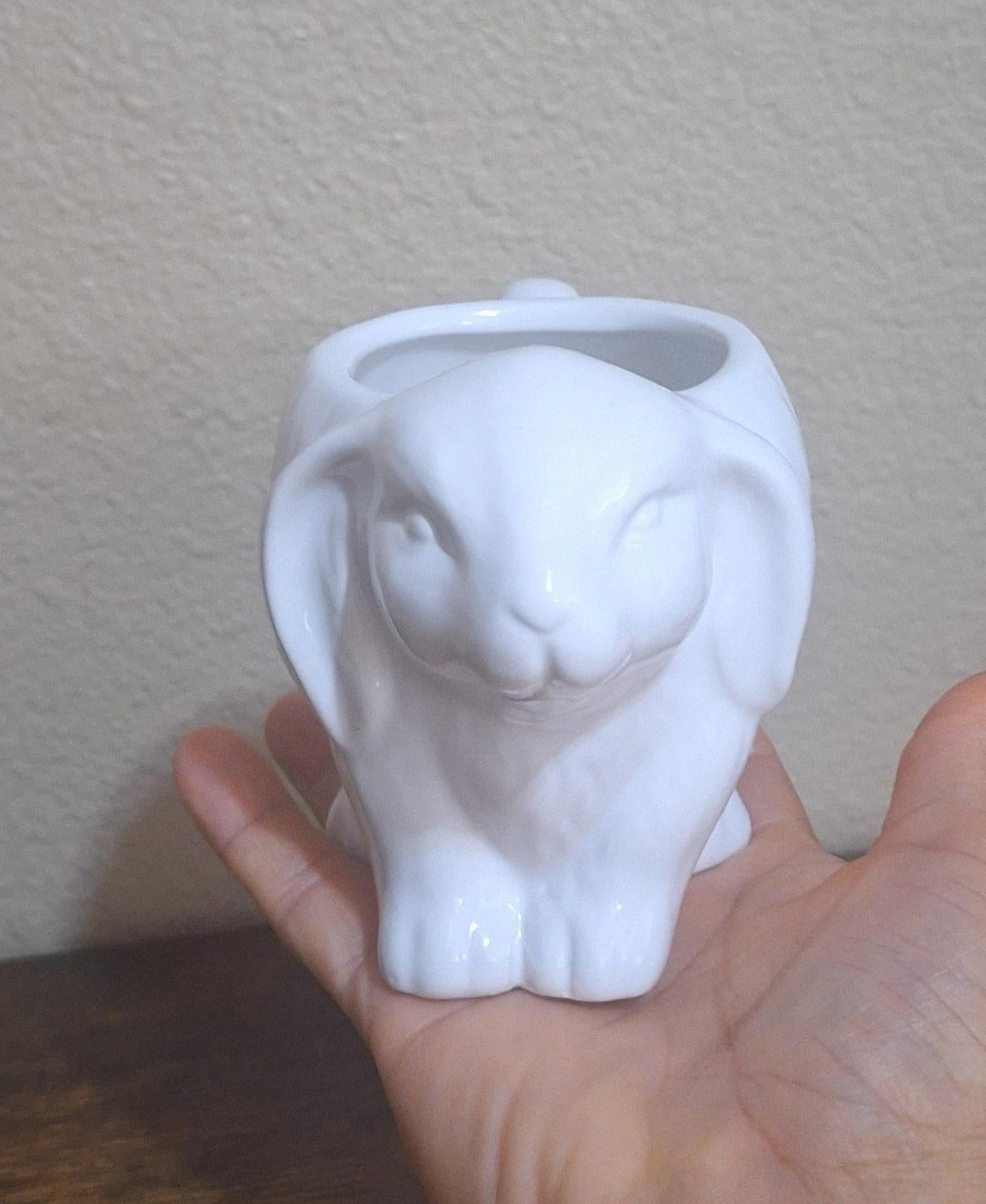 3D Embossed White Bunny Ceramic Mug