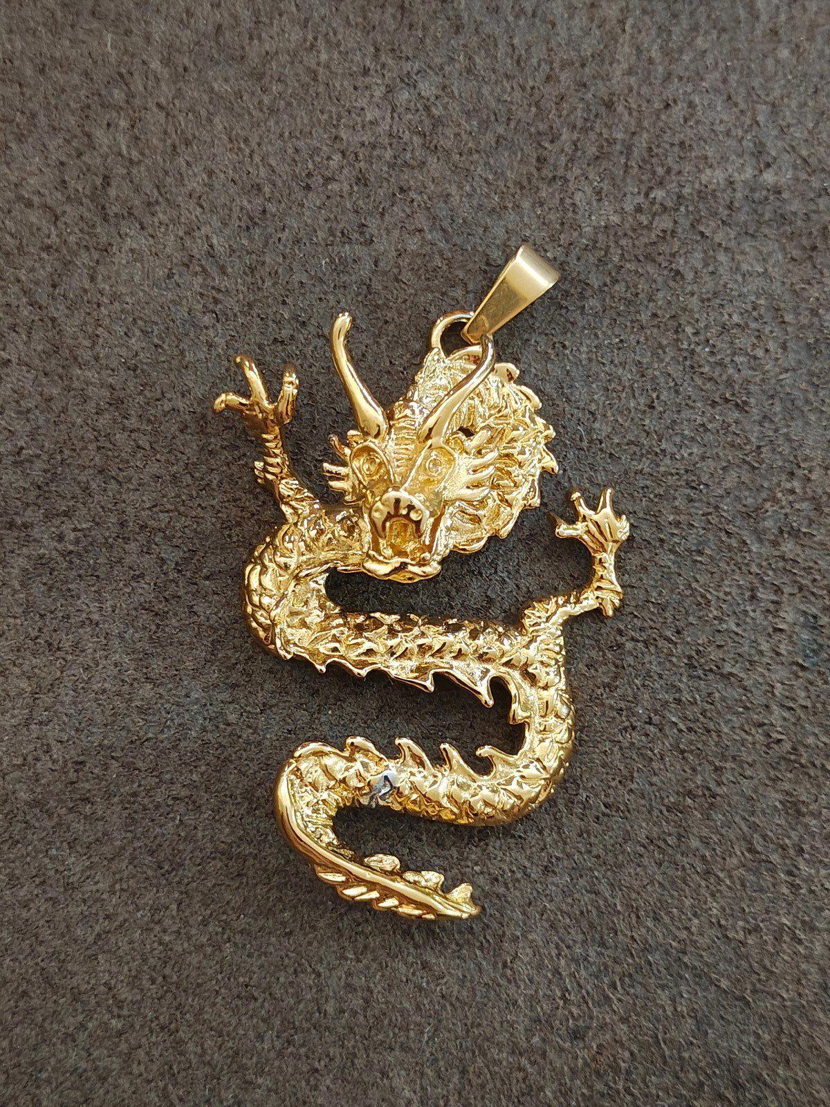 Cool Large Gold Tone Dragon Pendant