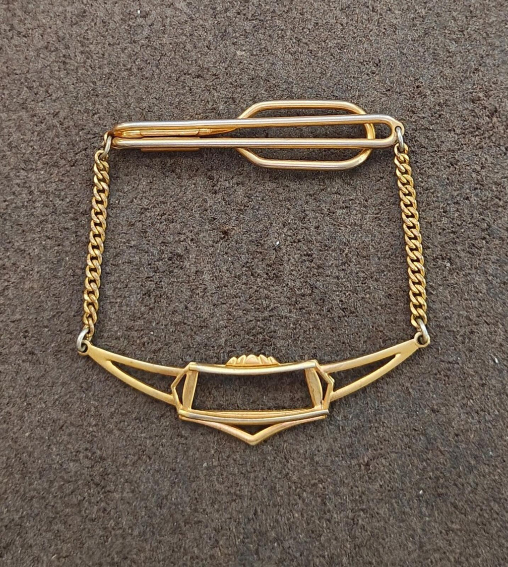 1930s Art Deco Style Gold Tone Tie Bar/Tie Clip