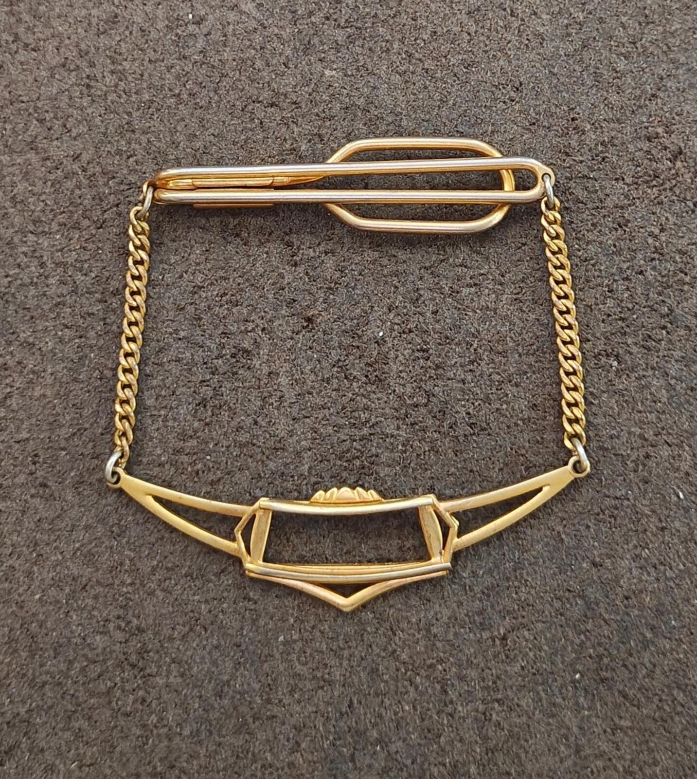 1930s Art Deco Style Gold Tone Tie Bar/Tie Clip