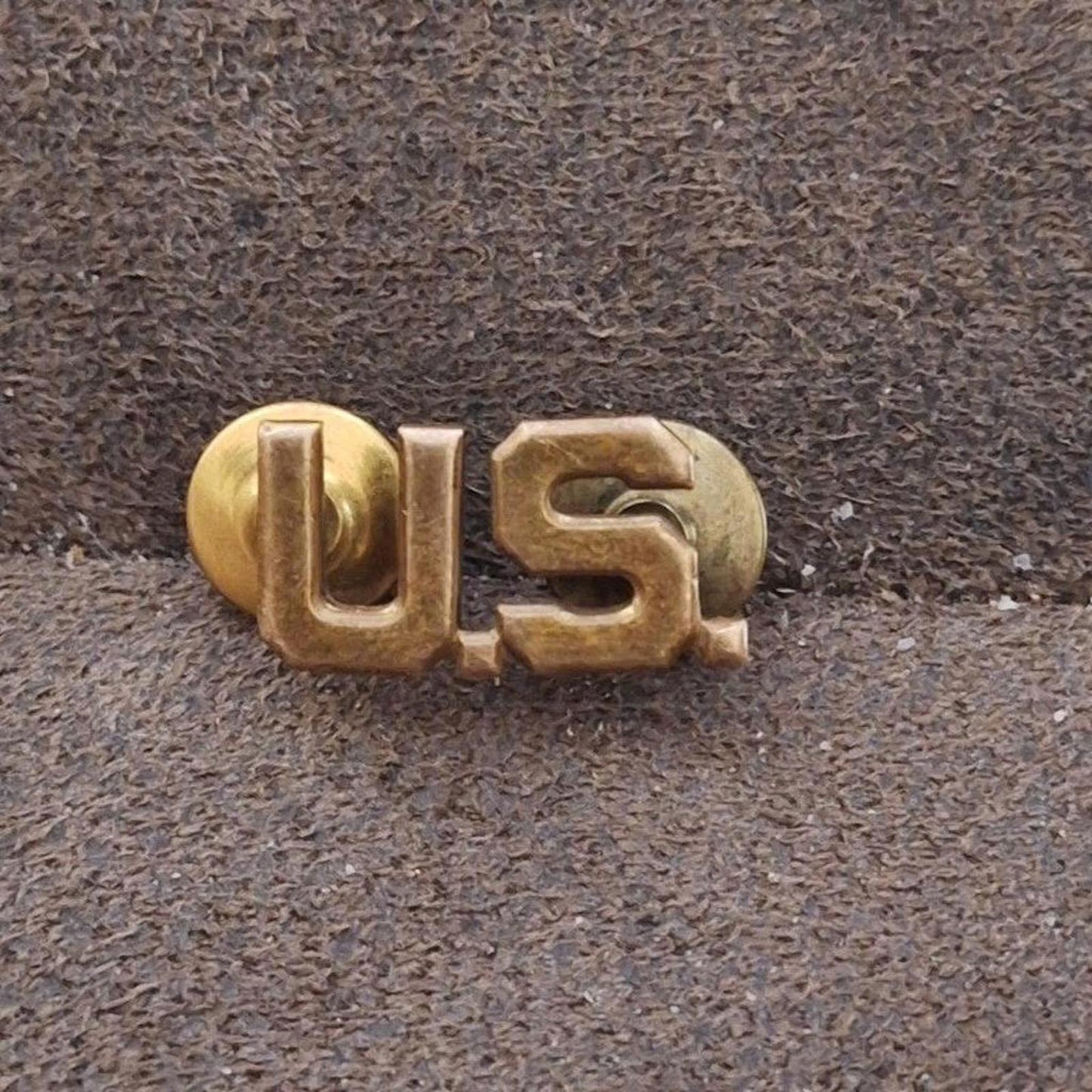 40s US Military Gold Tone Metal U.S. Initials Pin
