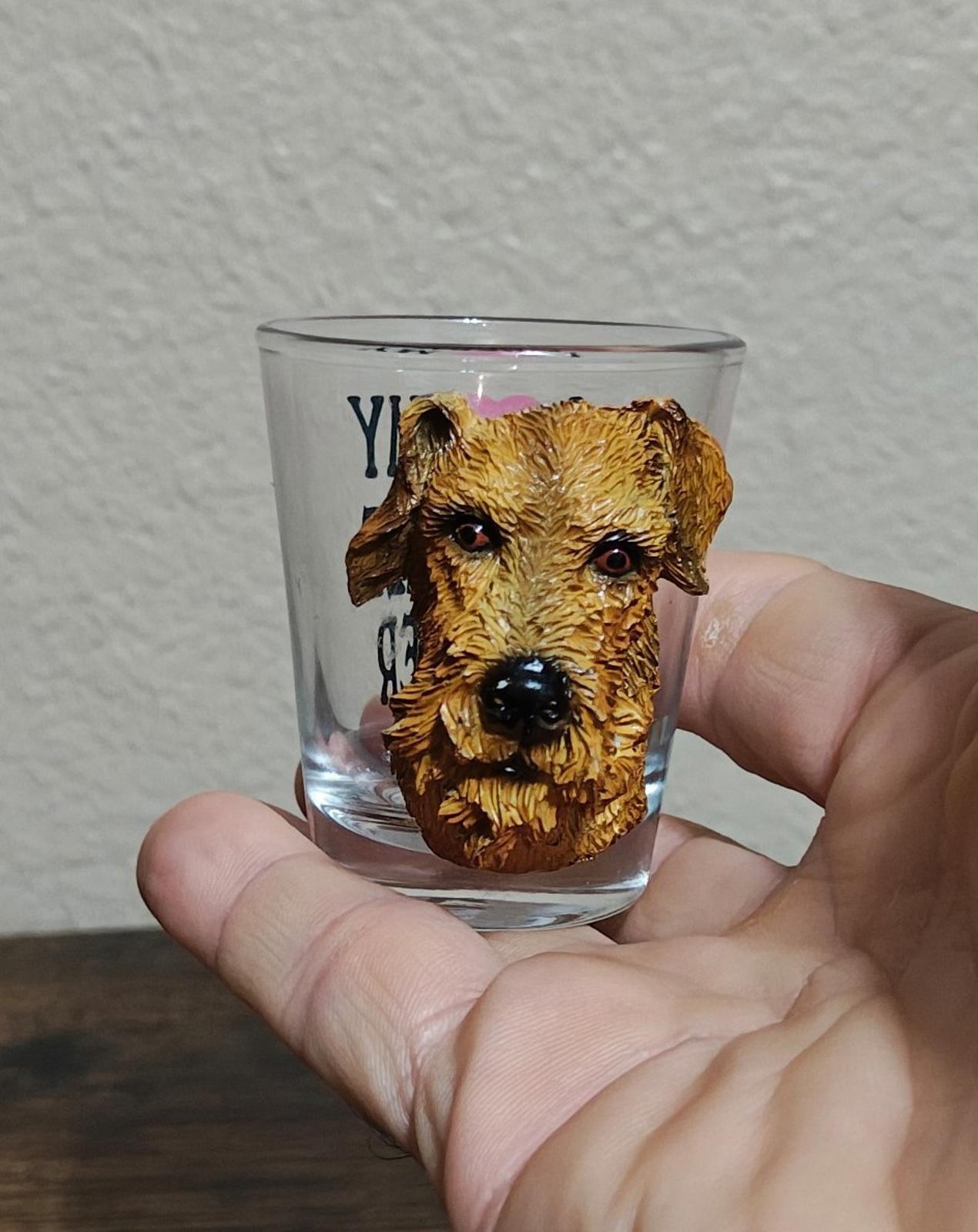 1990's 3D Embossed Airedale Terrier Shot Glass