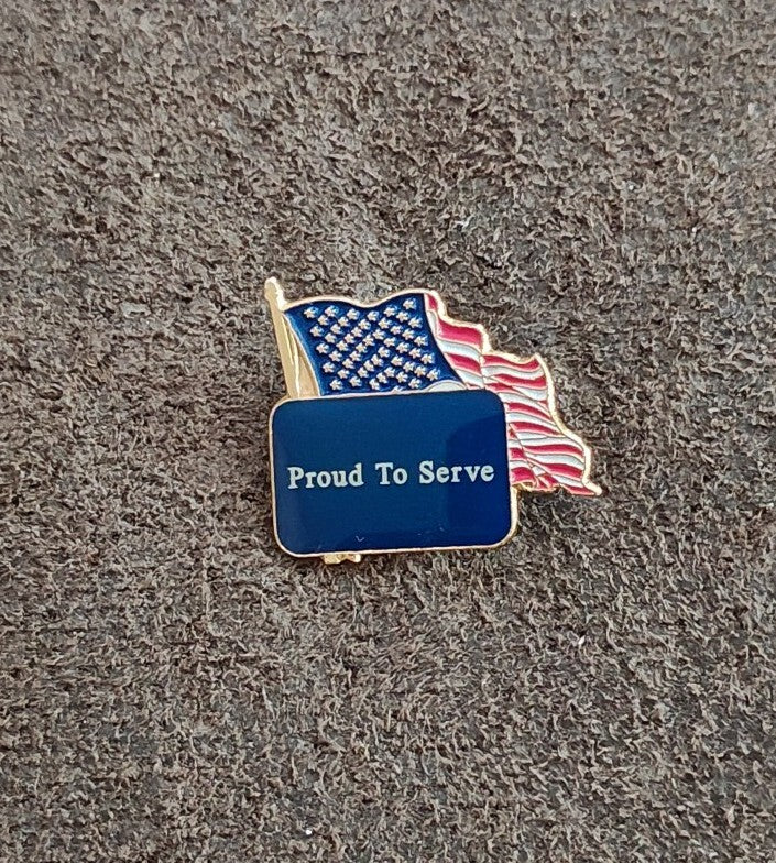 1980s/90s American Flag Proud To Serve Patriotic Pin