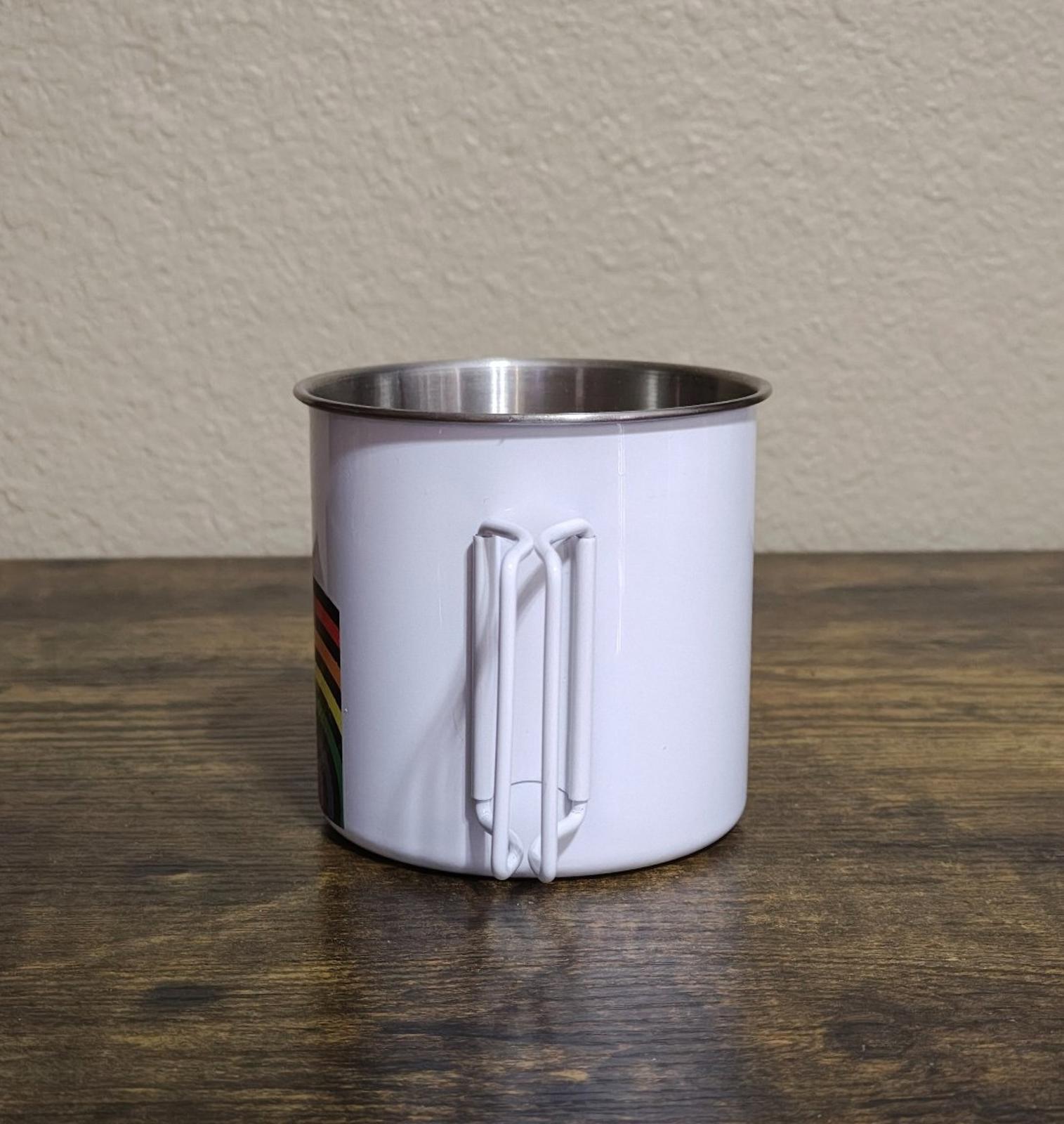 Colorful "Pride" Cafecito" Rainbow Metal Camping Mug