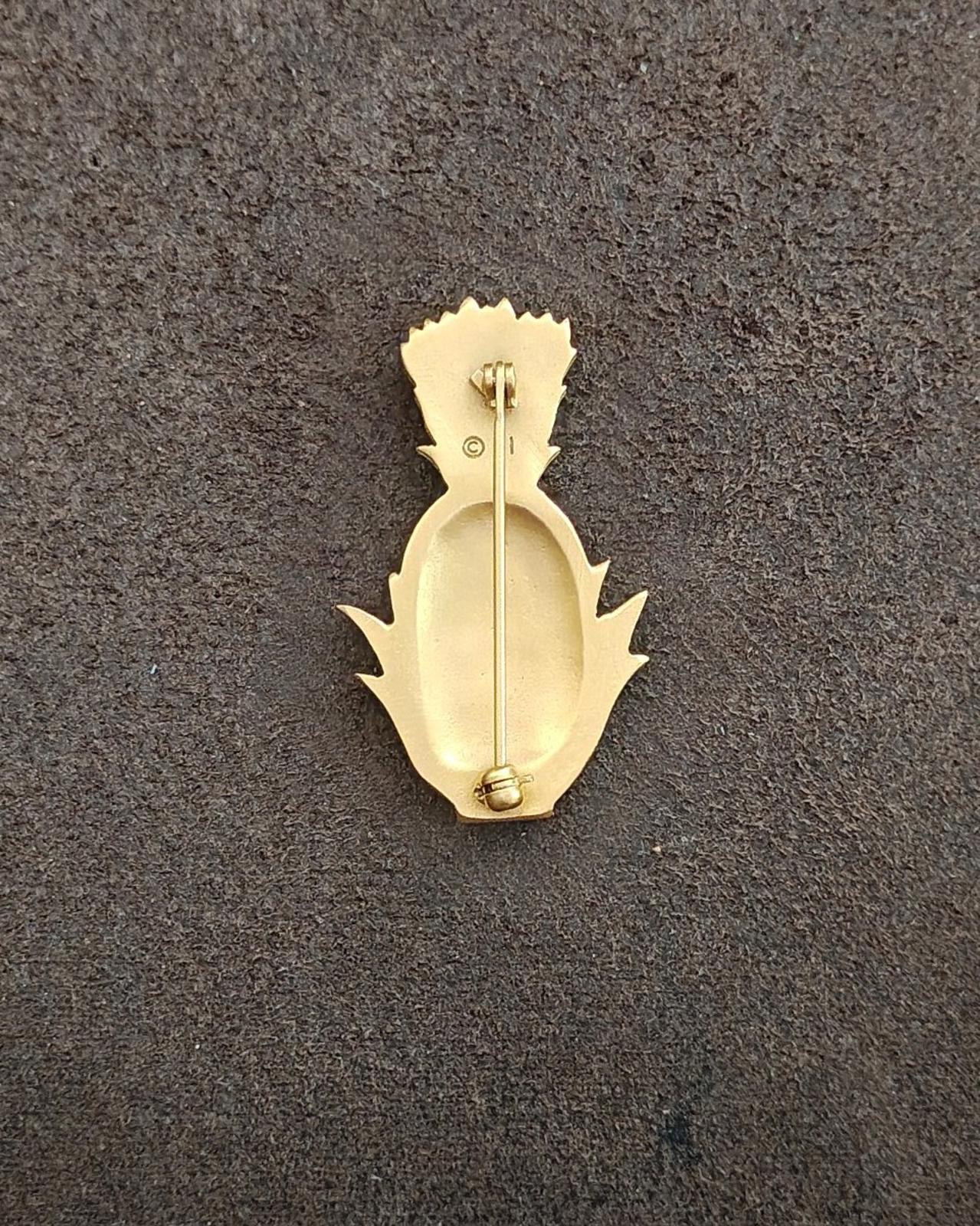 1980s Vintage EI Signed Gold Tone Pineapple Brooch