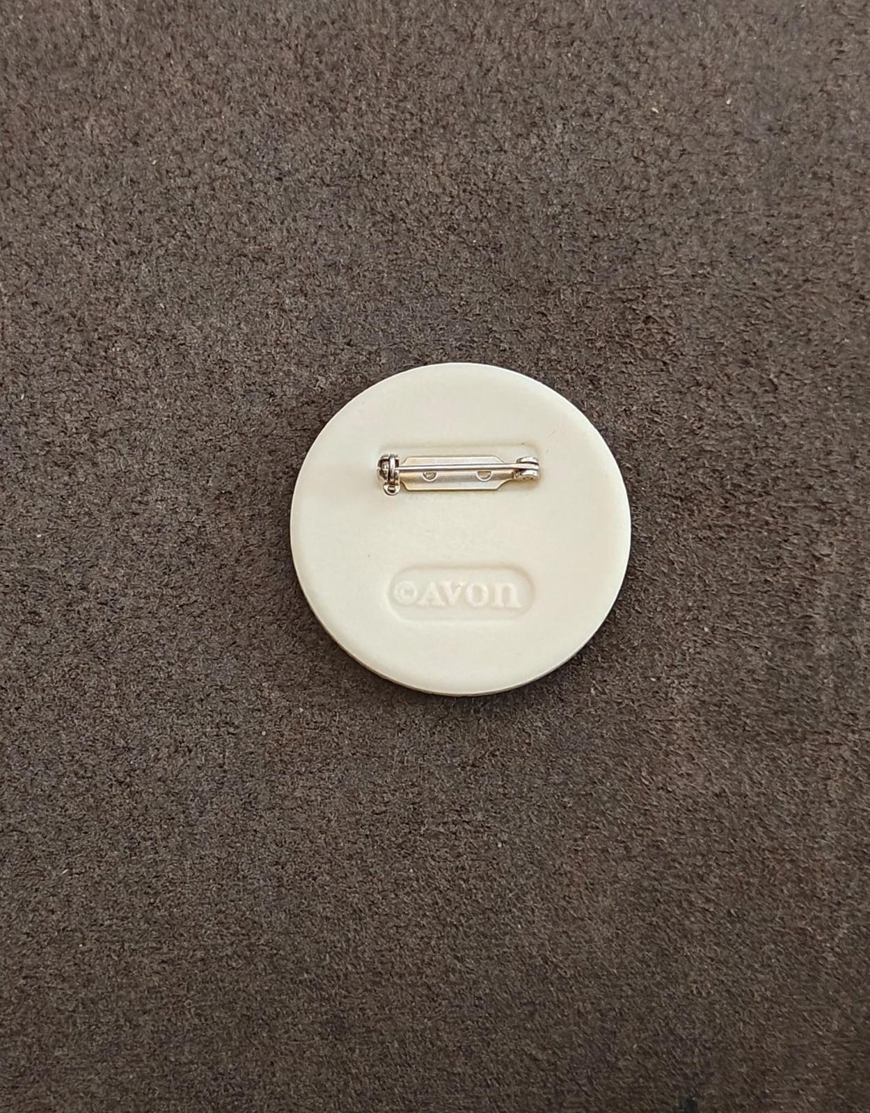 1980s Avon "Spring Bouquet" Porcelain Disc Brooch Pin