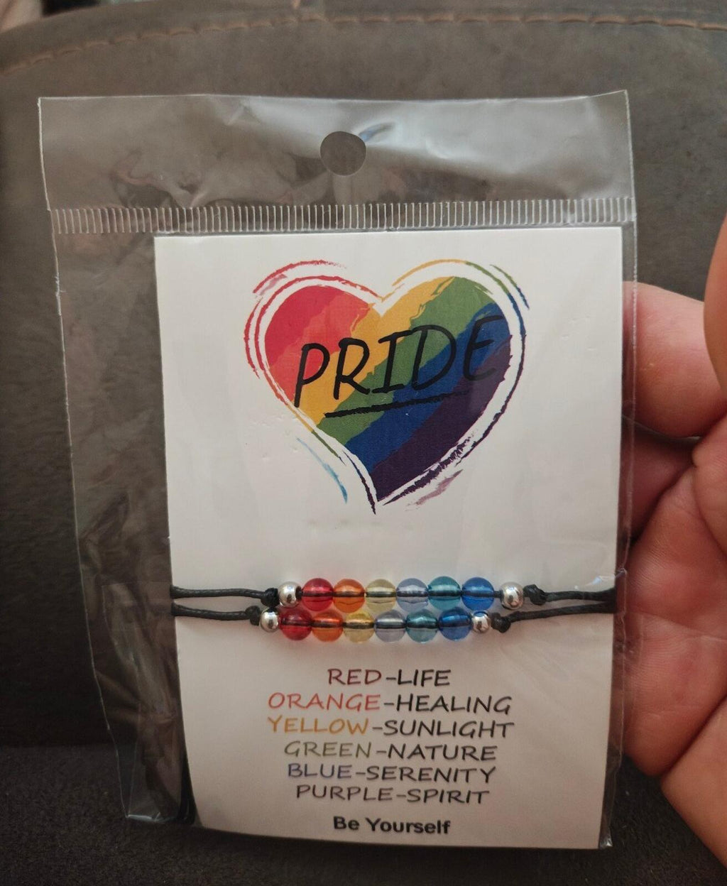 Set Of 2 LGBTQ+ Adjustable Rainbow Pride Beaded Wish Bracelets New