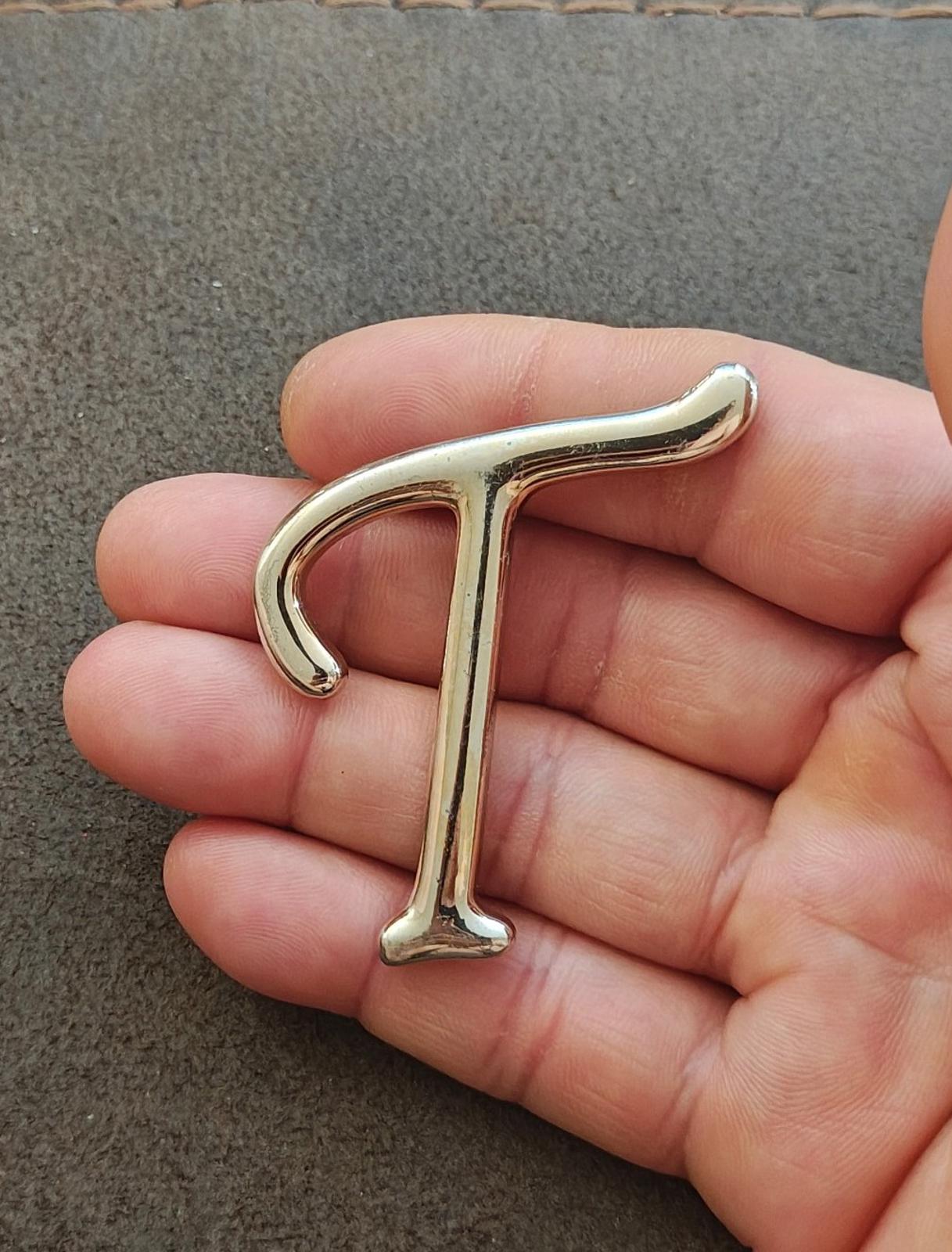 1980s Monogram Initial Letter T Silver Tone Pin/Brooch