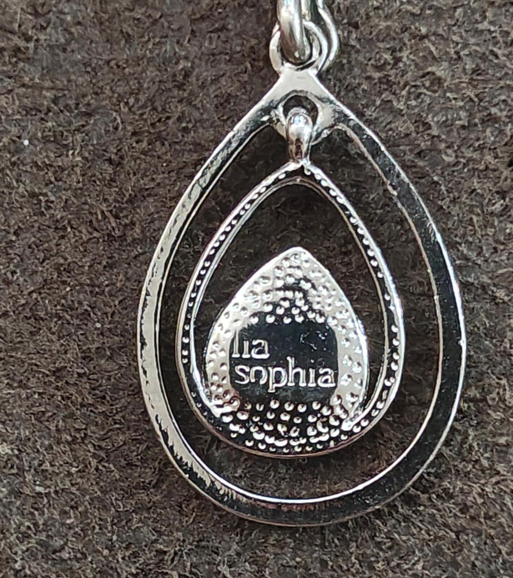 2000s Silver Tone Lia Sophia "Cotton Candy" Teardrop Pendant