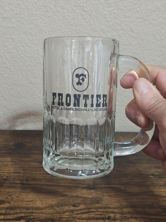 1970s  Frontier Hotel and Gambling Hall Las Vegas 12 oz Glass Mug/Beer Mug/Stein