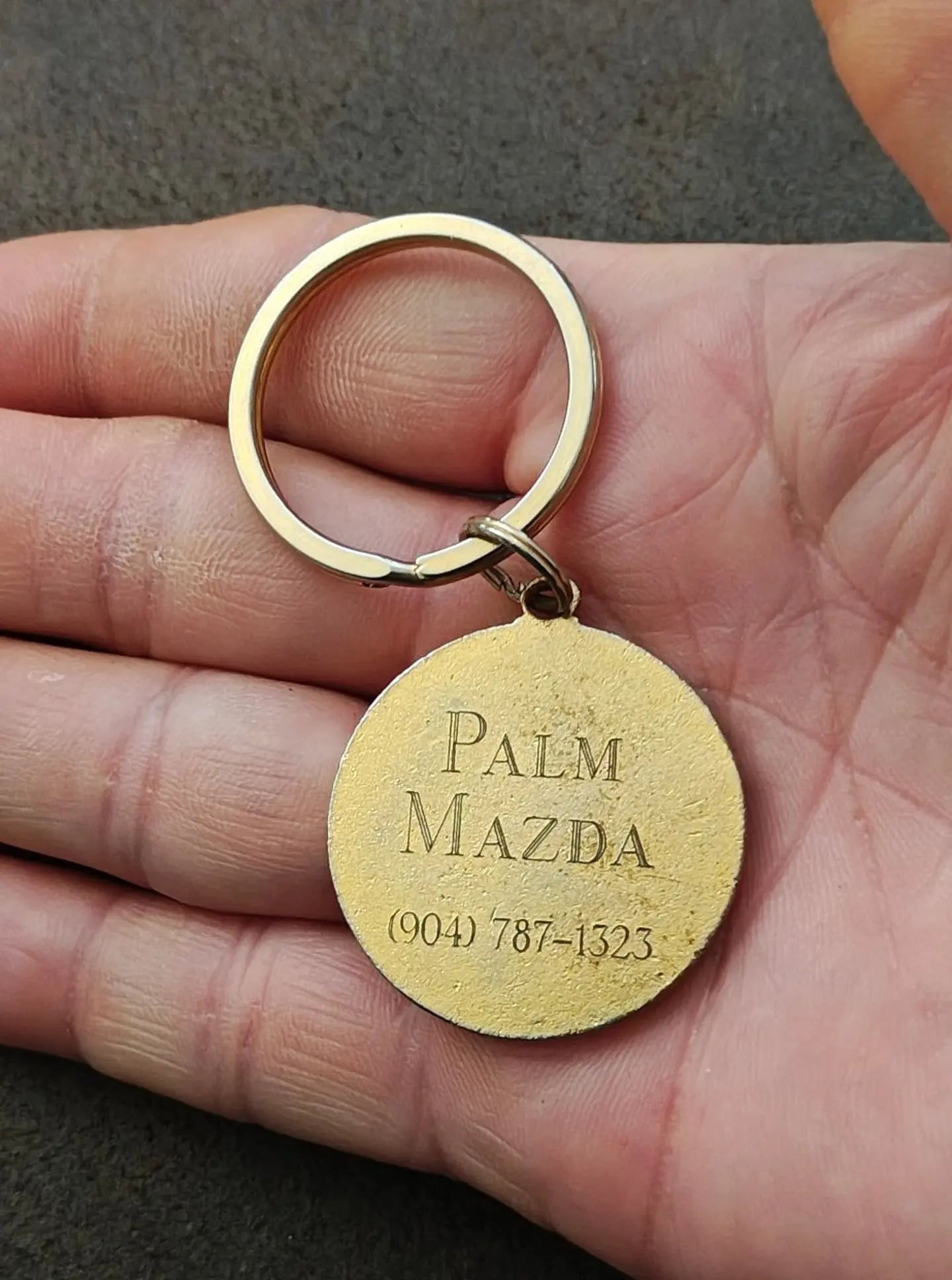 1980s Vintage Rare Gold Tone With Black Enamel Mazda Keychain