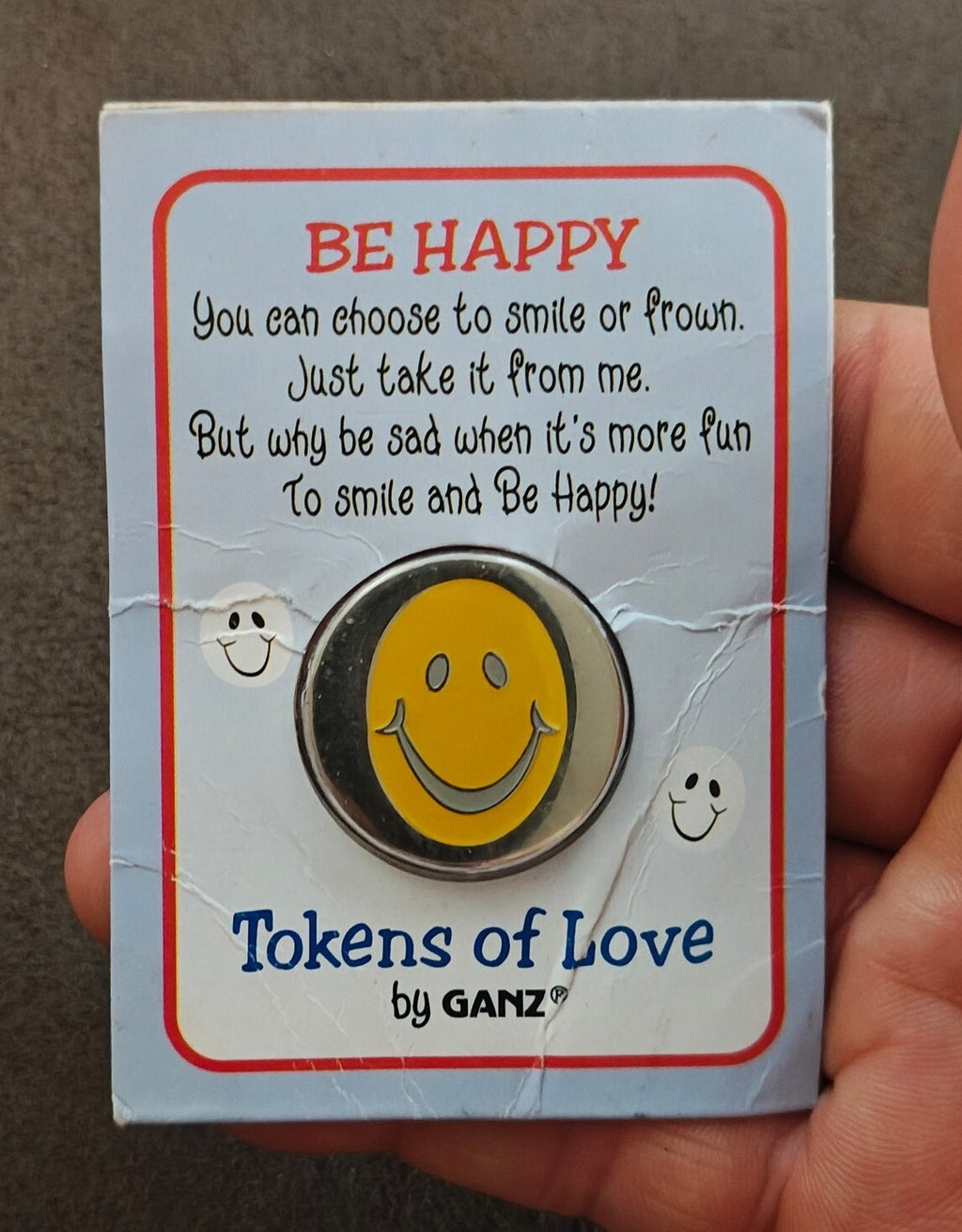 Ganz "Be Happy" Smiley Face Pocket Token From The Tokens Of Love Collection New