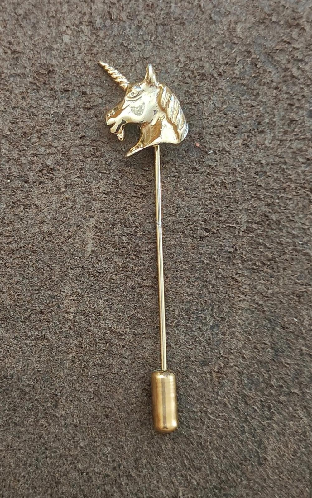 1980s Unicorn Head Gold Tone Stick Pin