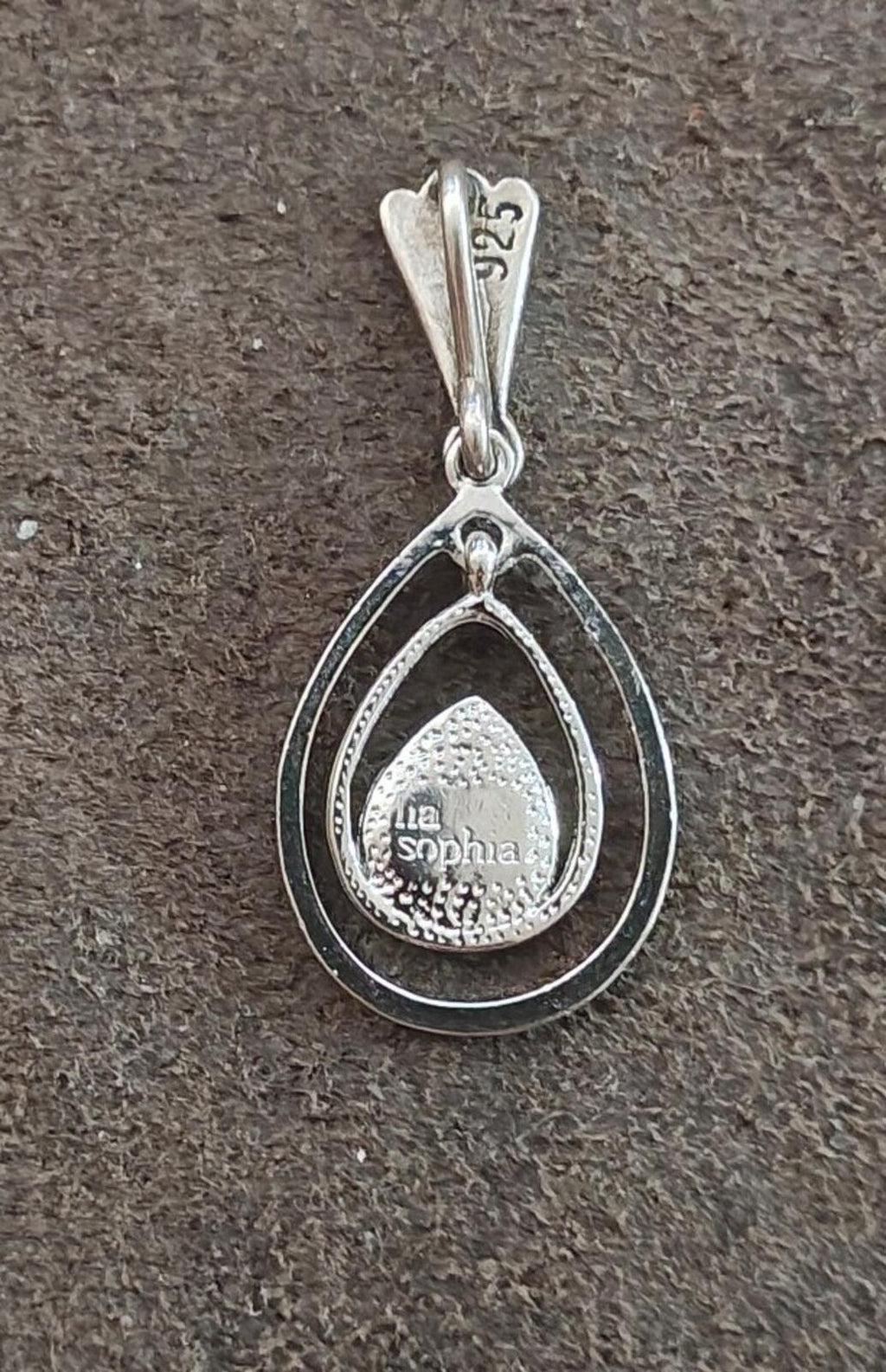 2000s Silver Tone Lia Sophia "Cotton Candy" Teardrop Pendant