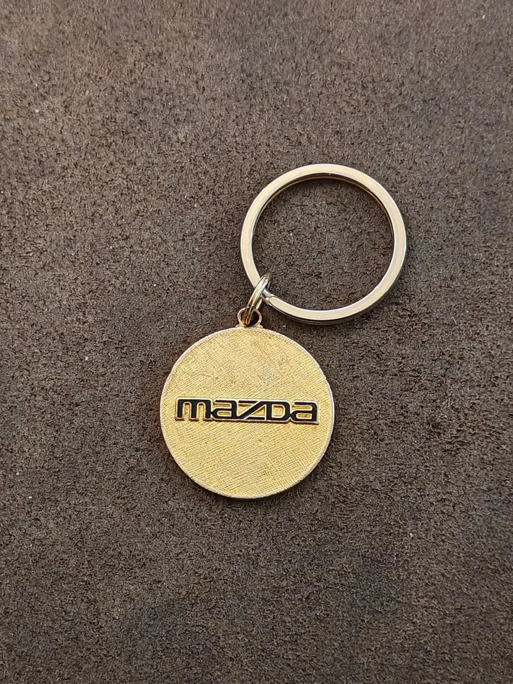 1980s Vintage Rare Gold Tone With Black Enamel Mazda Keychain
