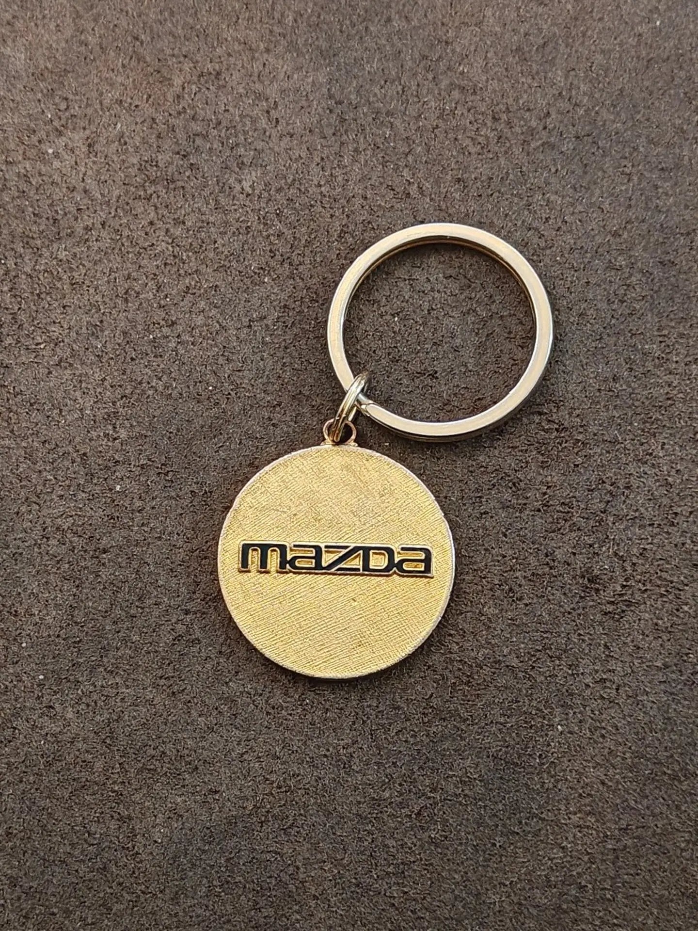 1980s Vintage Rare Gold Tone With Black Enamel Mazda Keychain