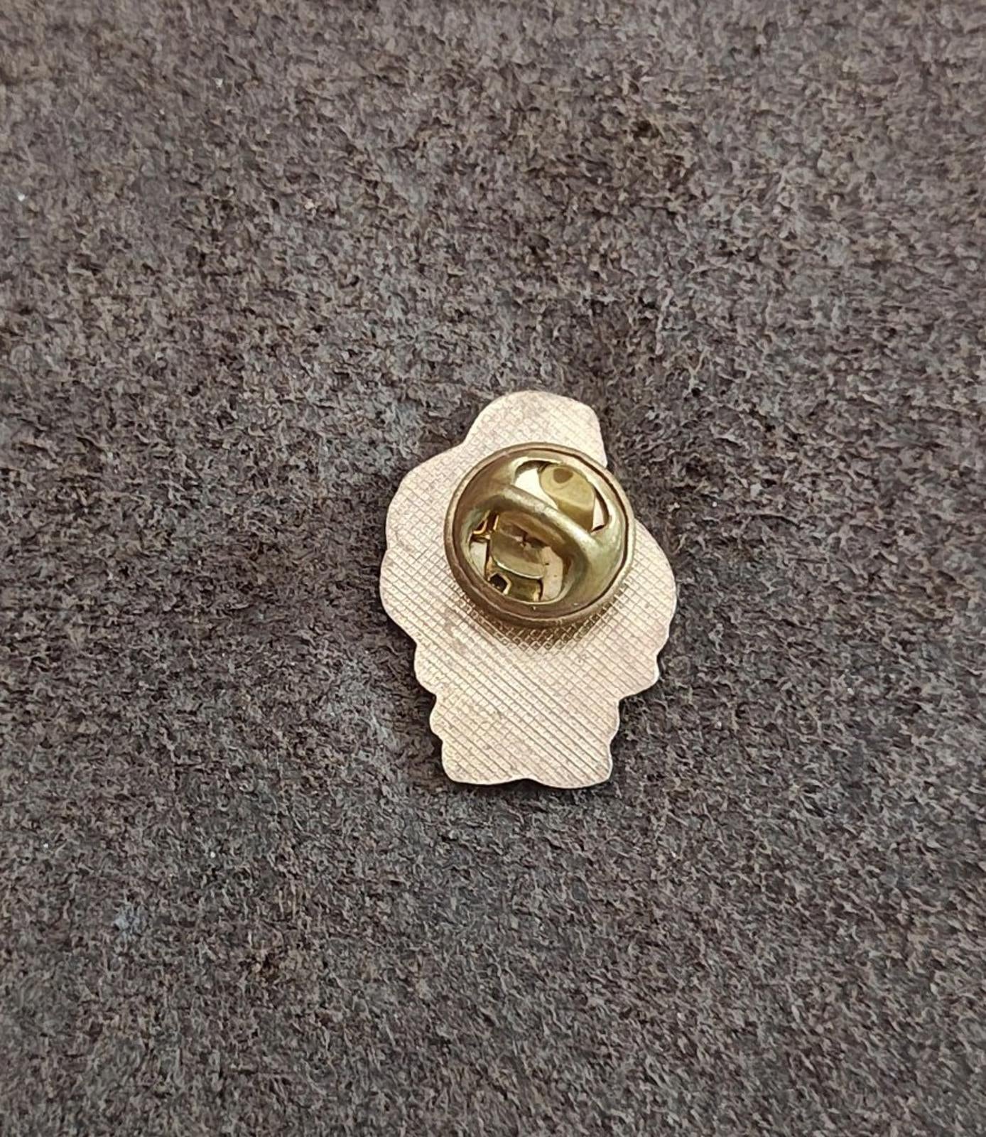 1980s  Santa Claus Carrying Gifts Gold Tone Enamel Pin