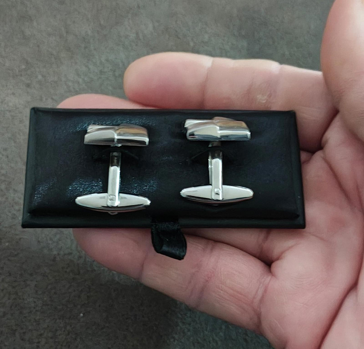 Cylindrical Patterned Stainless Steel Brushed Cuff Links