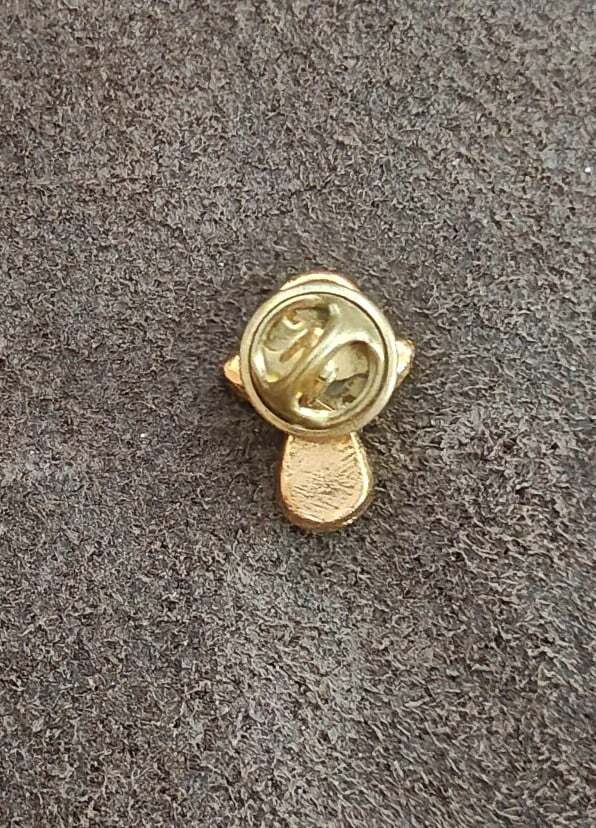 1990s Gold Angel Pin With Red & Clear Rhinestones