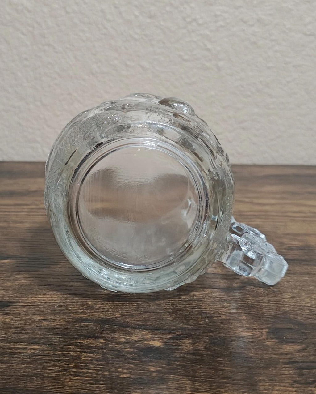 1980s Luminarc Snowman With Snowflakes 3D Embossed Clear Glass Mug