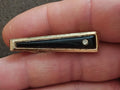 1950s/60 Gold Tone Tapered Black Inlay Tie Clip With Clear Faux Diamond Accent