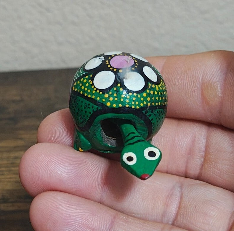 Hand-painted Mexican Folk Art Turtle Bobblehead Figurine