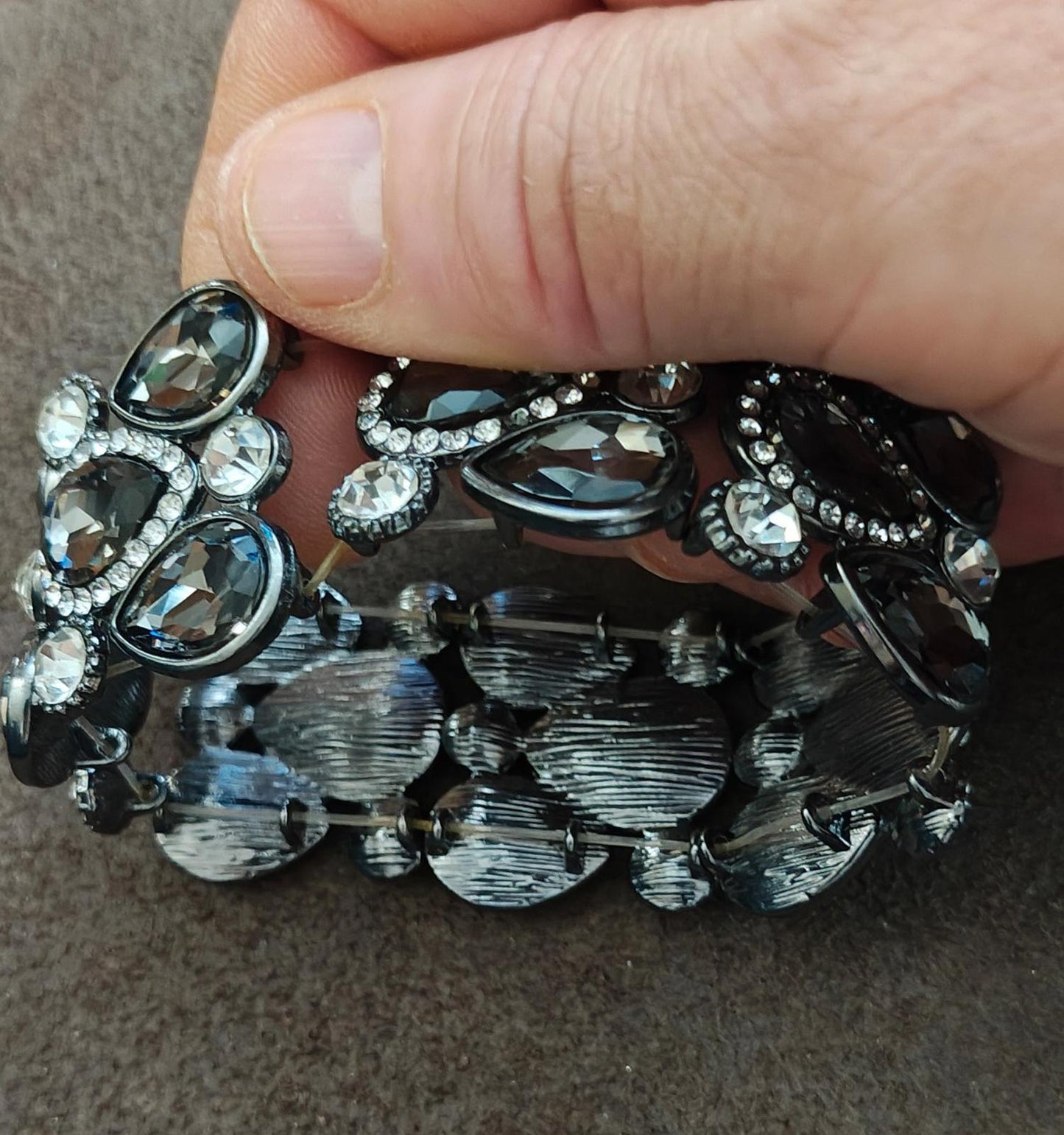 Pear Shaped Stones Pave Rhinestone Stretch Bracelet