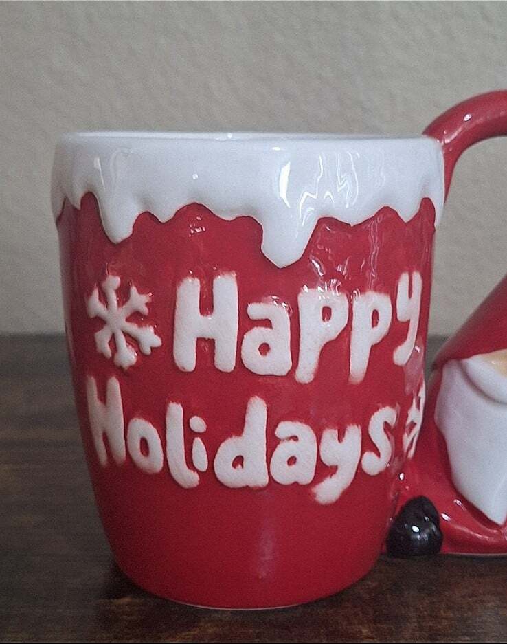 Happy Holidays Gnome 16 oz Ceramic Red Mug