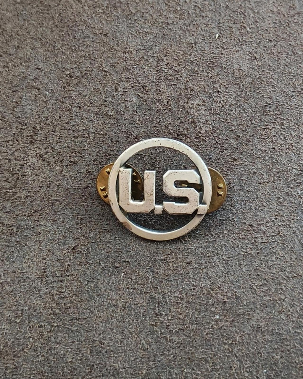 1940s World War 2 US Military Silver Tone Metal U.S. Initials Pin.
