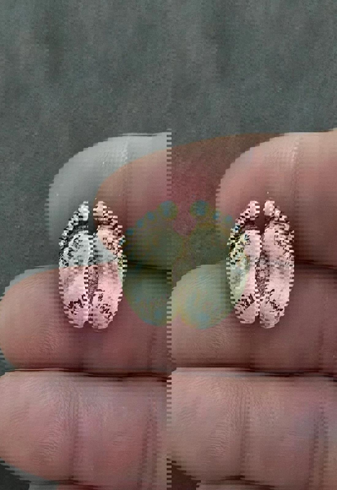 1970's Love You Two Feet Gold Tone Brooch Pin