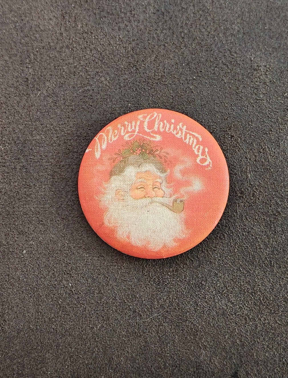 1960s Hallmark Cards Santa Canvas Litho Pin button/Pin