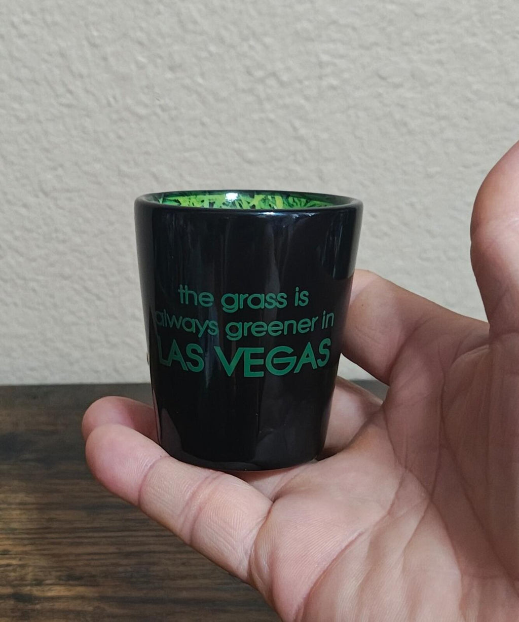 The Grass Is Always Greener Las Vegas Green & Black Shot Glass