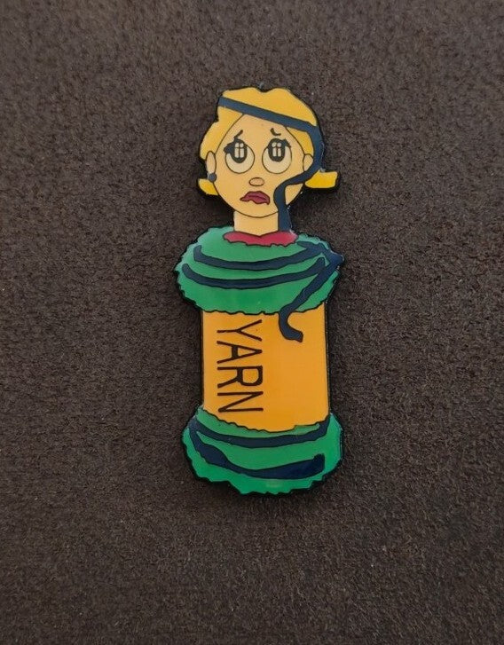 1980s/90s Cartoon Woman Stuck In Yarn Refrigerator Magnet