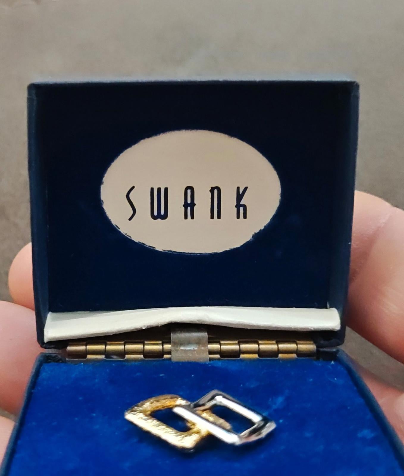 1960s Swank Abstract Link Style Two Tone Textured Tie Tack/Lapel Pin