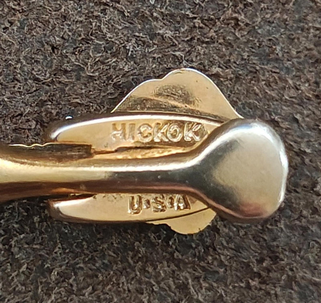 1950s Signed Hickok USA Gold Tone Figural Skeleton Key Tie Clip