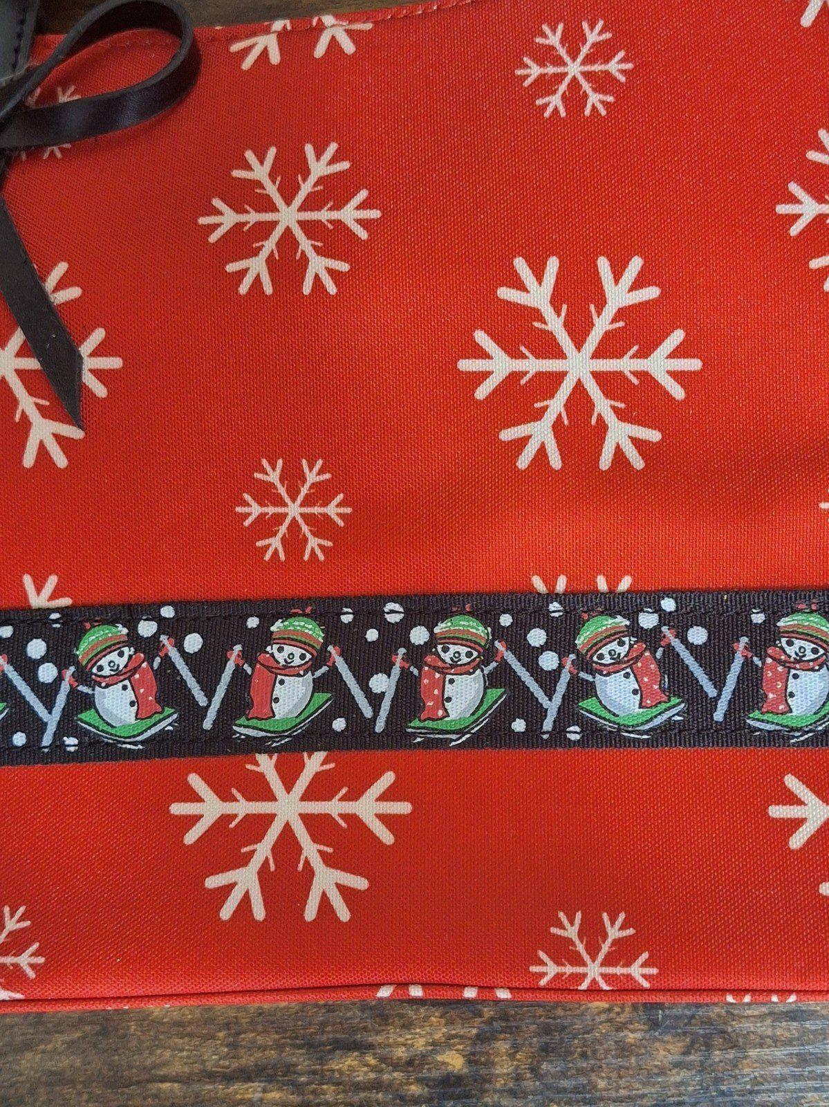 Classic Christmas Snowman With Snowflakes Red Green White Black Handbag