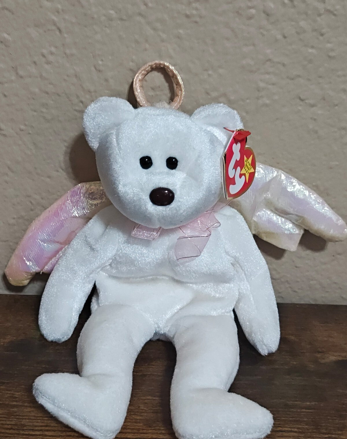 1998 Rare Retired Ty Halo the Angel Bear Beanie Baby Plush