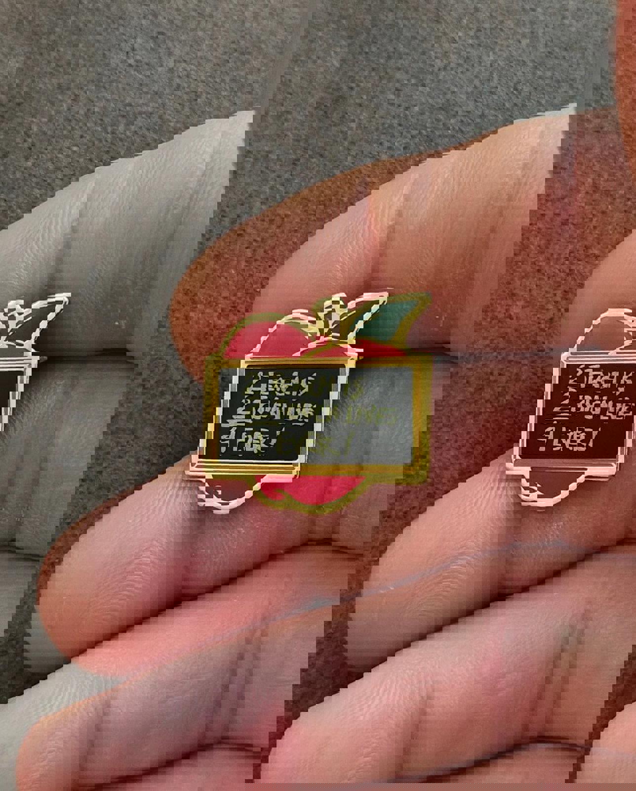 1980's 2 Teachers 2 Touch Lives 4 Ever! Gold Tone Teacher Pin