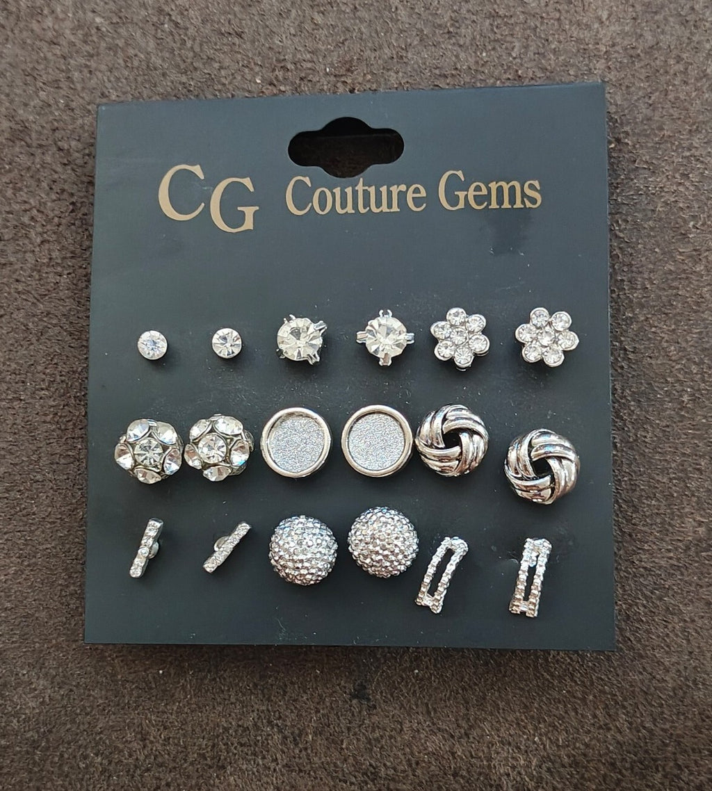 CG Couture Gems Multi Pair Earrings Set New On Card.