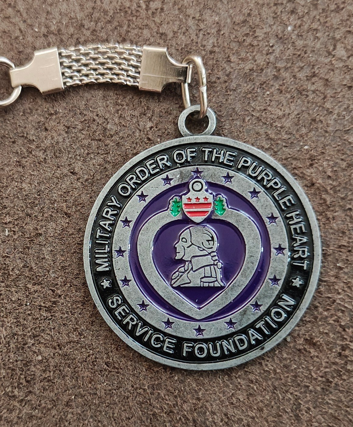 Vintage Military Order Of the Purple Heart Service Foundation Keychain