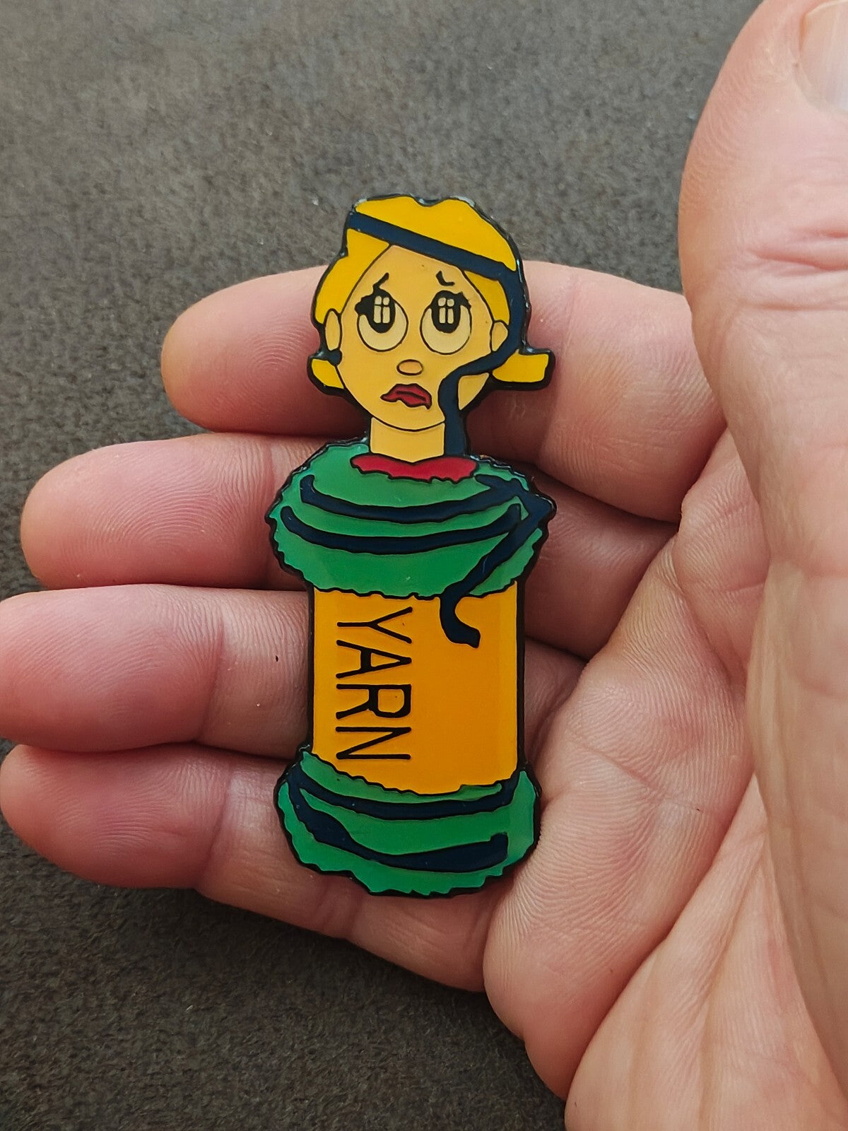 1980s/90s Cartoon Woman Stuck In Yarn Refrigerator Magnet